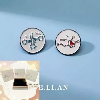 RNA Science Student Chemical Molecular Brooch Male and Female Dopamine Badge Medical Student Accessories Clothes Pin Decorations [Dopamine + transport RNA] + white gift box