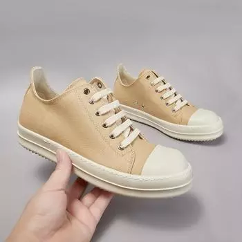 Ro Brand Men Shoe Women Sneaker Apricot Canvas Low Top Casual Sneaker Thick Sole Lace Up Luxury Flat Shoes 34