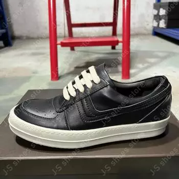 Ро Черная кожа Низкий верх Обувь Белая подошва Geobasket Высокое качество Мужская обувь Коровья кожа Женские Повседневные кроссовки На шнуровке Плоские кроссовки 34