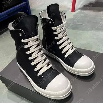 Ro Classic Men Shoe Black Wax Canvas High Top Shoes Women Casual Sneaker Black Canvas Ankle Boot Lace Up Flat Boots Sneakers 34