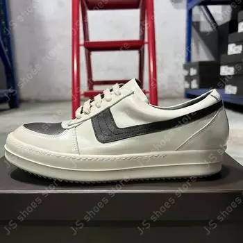 Ro Designer Black White Leather Low Top Shoe Geobasket High Quality Men Shoes Cowhide Women Casual Sneaker Lace Up Flat Sneakers 34