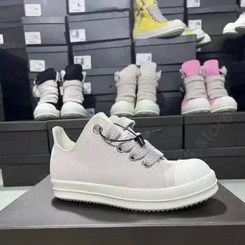 Ro Designer Men Sneakers Beige Suede Shoe Low Top Casual Shoes Leather Jumbo Laces White Cow Suede Flat Women Sneakers 34