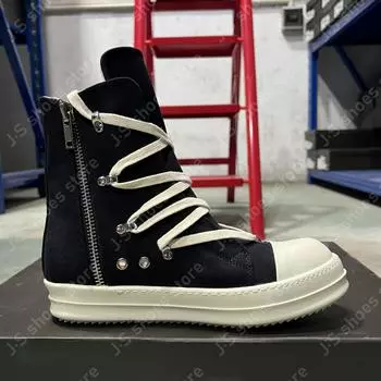 Ro Geobasket Black Canvas Boots High Top Shoe Sneaker Men Shoes Zipper Boot Lace Up Women Ankle Boot Casual Sneakers 34