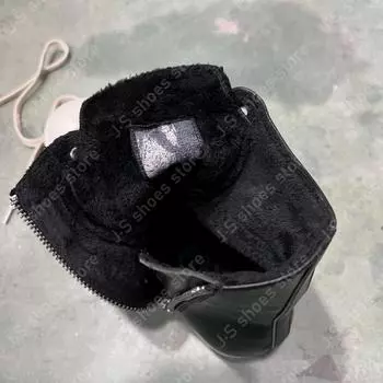 Ro Geobasket Boots Black Leather High Top Shoe Short Plush Sneaker Cowhide Men Shoes Zipper Women Ankle Boot Casual Sneakers 34