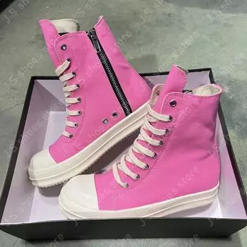 Ro Geobasket Pink Canvas High Top Shoes Luxury Design Sneaker Men Shoe Genious Zipper Women Ankle Boot Casual Sneakers Boots 34