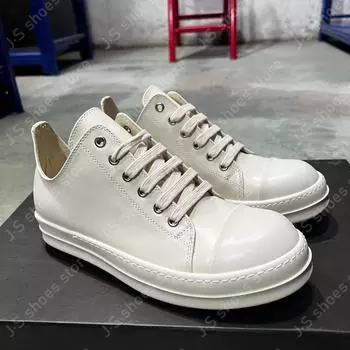 Ro Ivory White Leather Low Top Shoe Geobasket High Quality Versatile Cowhide Men Shoes Women Casual Sneaker Lace Up Sneakers 34