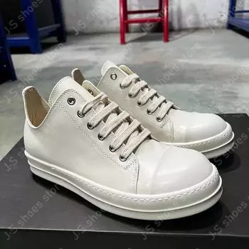 Ro Ivory White Leather Low Top Shoe Geobasket High Quality Versatile Cowhide Men Shoes Women Casual Sneaker Lace Up Sneakers 34