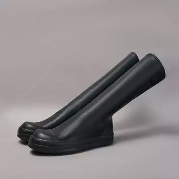 Ro Men Shoe Women Casual Shoes Stretch Boot Knee-High Full Black Leather Boots Loafers Flat Sneaker Black Cowhide Ankle Boot 34