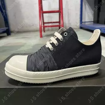 Ro Retro Classic Black Canvas Low Top Shoes Sneaker Men Shoe Black Pleated Cloth Lace Up Women Casual Sneakers 34