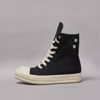 Ro Retro Men Sneaker Black Canvas Casual Shoes Women Boots Ankle Boot High Top Shoe Lace Up Zipper Flat Sneakers Boots 34