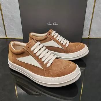 Ro Top quality designer Thick bottom classic khaki triangle canvas shoes cowhide suede casual Joker low-cut couple shoes. 35