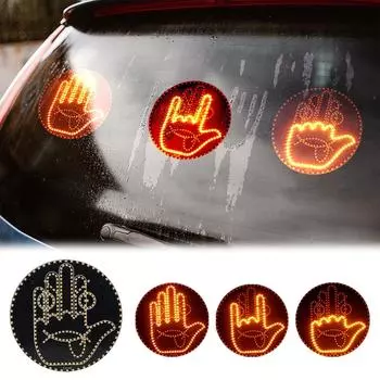 Road Mate Hand, Road Mate Hand Signal, Finger Flickering Light для автомобиля, забавные светодиодные фонари для автомобиля с дистанционным управлением One Size