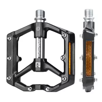 ROADNADO Flat Pedals Bicycle Pedals Inch CNC Aluminum Pedals Lightweight Pedals with Reflectors for Mountain Bikes MTB BMX Road 9/16 Anti-Slip Bikes,