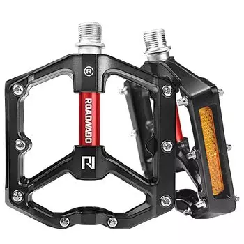 ROADNADO плоские педали велосипедные педали дюймовые педали из алюминия с ЧПУ легкие педали с отражателями для горных велосипедов MTB BMX шоссейные велосипеды 9/16 с противоскользящим покрытием,