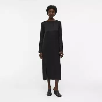 Черное вечернее платье макси с длинными рукавами и разрезом Женщина OBJECT 34 чёрный