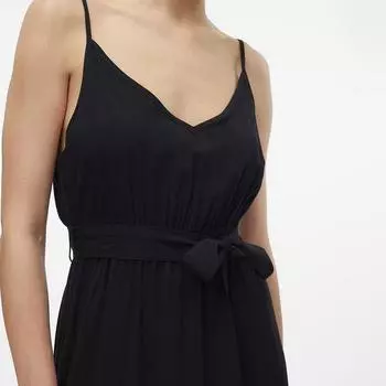 Длинное черное платье с поясом и разрезами Женский VERO MODA XS чёрный