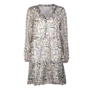 Женское платье с леопардовым принтом и длинными рукавами DEELUXE 74 L бежевый