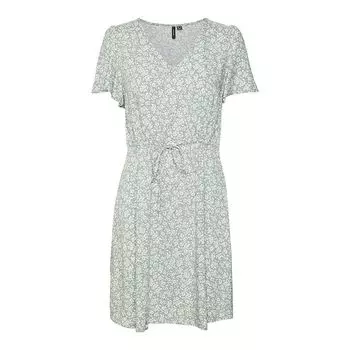 Зеленое платье с короткими рукавами и мелкими цветочками Женский VERO MODA XS зеленый пастельный