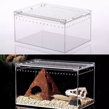 RoBeKaU Reptile Breeding Case Insect Cage Large Transparent Acrylic Feed Box Breeding Case Reptile Box Wide Leopa Cage Reptiles Amphibians Breathable