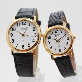 ROBEL, классические аналоговые наручные часы с кожаным ремешком, белые цифры, отечественное производство, популярные корейские часы
