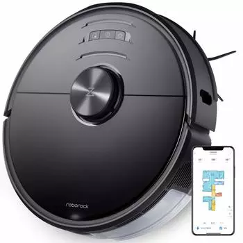 Roborock S6 MaxV Black Робот-пылесос Камера наблюдения Совместимость с протиранием водой Высокоточный лазерный датчик 2500 Па Сильное всасывание Тихий 180