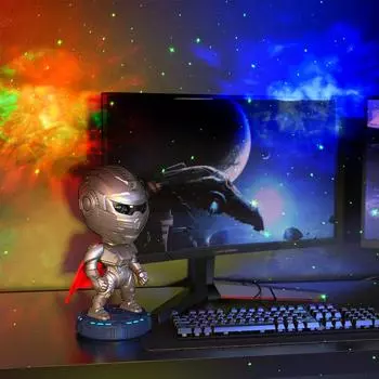 Robot Ambient Galaxy Projector Starry Led Night Light Light Robot Star Projector for Kids Room Decor Christmas Birthday Gift USB