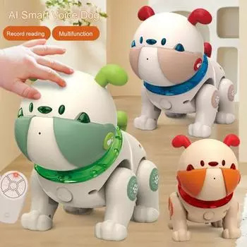 Робот-бульдог с дистанционным управлением, электрическая сенсорная интерактивная умная голосовая собака, обучающая танцующая поющая игрушка-щенок с радиоуправлением и музыкальным светом оранжевый