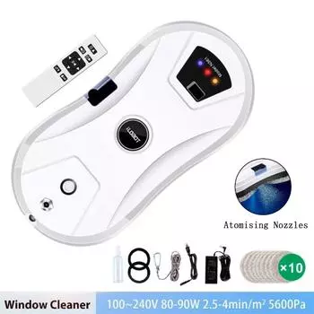 Робот для мытья окон, умный распылитель воды с автоматической функцией распыления воды, защита от падения, магнитное стекло, домашняя умная машина для очистки EU PLUG белый