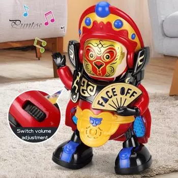 Робот-игрушка, меняющий лицо, с 2 режимами лица, автоматическая ручная танцевальная музыкальная игрушка с 4 масками, китайская традиционная художественная игрушка для детей разноцветный
