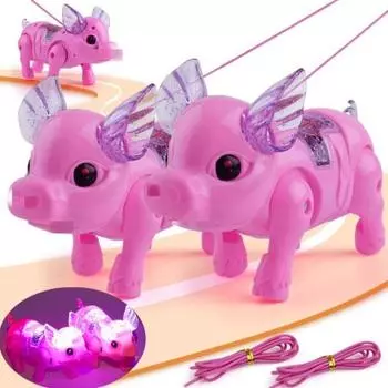 Робот Игрушка Музыка Ходячая Свинья Фигурка Игрушки Батарейки Питаются Детские Игрушки красный