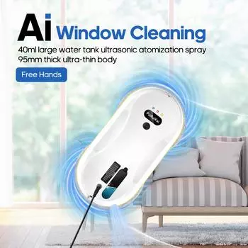 Робот-мойщик окон, Распыление воды, Ультратонкий робот-пылесос для мытья окон, Электрическое стекло, Пульт дистанционного управления EU Plug