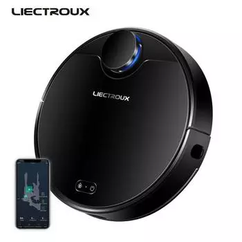 Робот-пылесос Liectroux ZK901 Lidar, лазерная навигация и картографирование, очистка точки останова, всасывание 6500 Па, влажная швабра, дезинфекция