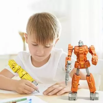 Робот-трансформер, игрушка 2 в 1, деформируемая противоударная ручка, деформация робота, фигурка, модель игрушки, ручка для письма, подарки на день рождения для детей жёлтый