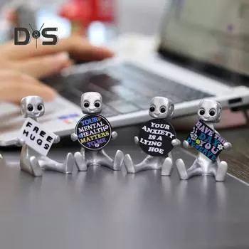 Робот-тревожность, фигурка из смолы с надписью «Ваша тревога — лживая мотыга», вдохновляющее украшение для стола, необычный декор офиса, милая художественная игрушка, напоминание о психическом здоровье A