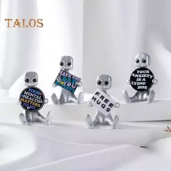 Робот-тревожность, фигурка из смолы с надписью «Ваша тревога — лживая мотыга», вдохновляющее украшение для стола, необычный декор офиса, милая художественная игрушка, напоминание о психическом здоровье C