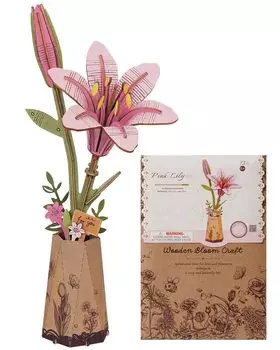 ROBOTIME 3D Puzzle 3D Wooden Puzzle Bouquet Flower Bouquet Model Kit Сборка искусственного цветка DIY Craft Plant Collection Сборка лилии Interior Day