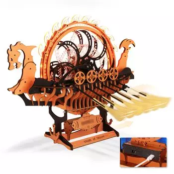 ROBOTIME 3D Puzzle Dragon Boat Wooden 3D Wooden Puzzle Craft Kit Movable Model Mechanical DIY Craft Assembly Craft Kit Killing Time STEM Educational