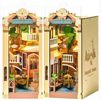 ROBOTIME DIY Book Nook Kit 3D Puzzle Миниатюрный домик со светодиодной подсветкой 3D Деревянный пазл Подставка для книг Украшение для книжной полки Ручная работа Деревянное изделие для начинающих и взрослых