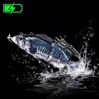 Роботизированная рыболовная приманка, жесткая приманка, автоматические электрические приманки для плавания, воблеры, 4-сегментная приманка с питанием от пропеллера, перезаряжаемая от USB 10pcs propeller