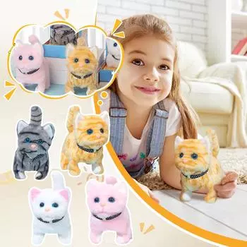 Роботизированный, Мой симулированный питомец-робот-кот, Интерактивный компаньон, Реалистичное чучело питомца, Лай, Виляние хвостом One Size жёлтый