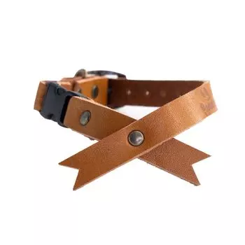 Robotty Genuine Leather S Size M Size Cat Collar 3 Colors Adjuster ~ (Camel) верблюд