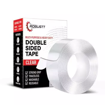 Robustt Double Sided Tape(Pack of 1) 3m x 3 Cm, Heavy Duty, Transparent IVY Grip Tape, Removable Traceless Mounting Best Suited for Wall Tape, Kitchen Pack of 1 прозрачный