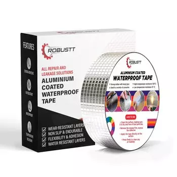 Прочная водонепроницаемая алюминиевая фольга резиновая лента (Пакет из 1) 5 см x 5 м прочная клейкая лента из алюминиевой фольги для всех видов ремонта и устранения протечек (серый) Pack of 1 серый