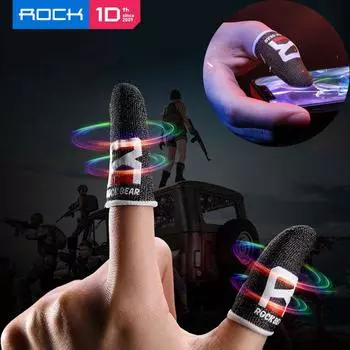 ROCK 2 шт., чехол на палец, игровой контроллер для PUBG, устойчивый к царапинам сенсорный экран, игровой палец, рукав для большого пальца, перчатки чёрный