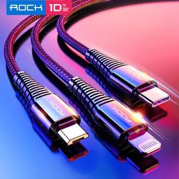 ROCK 3 в 1 USB-кабель для зарядки Micro Type C для iPhone, зарядное устройство Lightning, кабель для iPhone 11 pro max xr X 8 7 6 6 Type-c для Samsung HUAWEI Xiaomi 120CM чёрный
