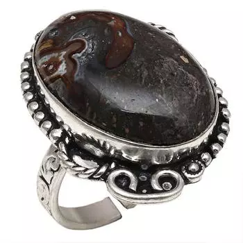 Rock Calci Gemstone Handmade 925 Antique Silver Jewelry Rings 9A