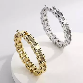 Рок-мода Вакуумная гальваническая велосипедная цепь Титановая сталь Мужской браслет