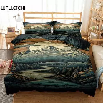 Rock Hills Art Duvet Cover Set King Queen Double Full Twin Single Size Bed Linen Set EU single(135x200cm)
