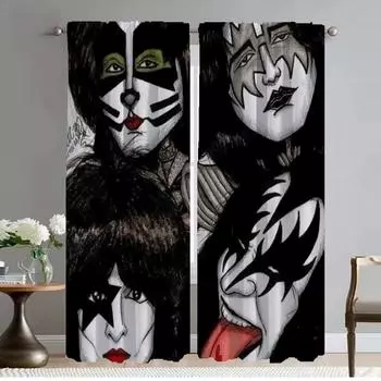 Rock-kiss Kitchen Curtains 2 Pieces Halloween Decoration Anti-mosquito Curtains for Living Room Curtain Tulle for Bedroom Camera W50xH70cmx2pcs-CL