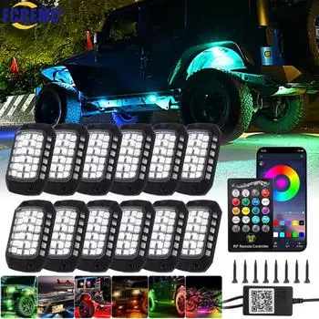 Rock Lights Remote APP Control RGB 3D Lens LED для внедорожника RZR SUV ATV UTV Jeep Neon Underbody Undergolw Car Chassis Light
